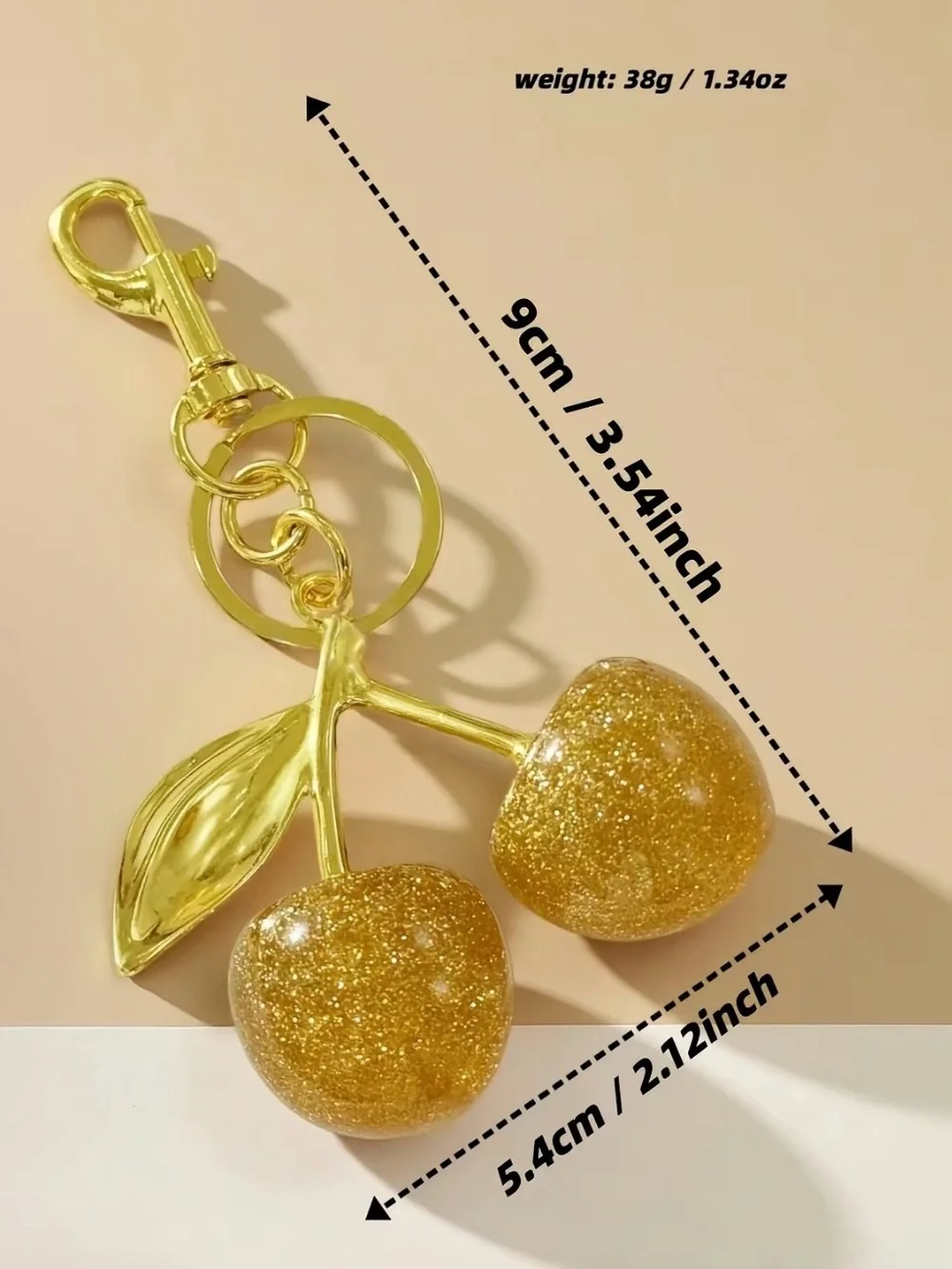 Gold Cherry Keychain Bag Charm - Women Accessories